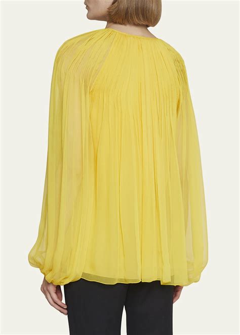 Chloe Pleated Self Tie Silk Blouse Bergdorf Goodman