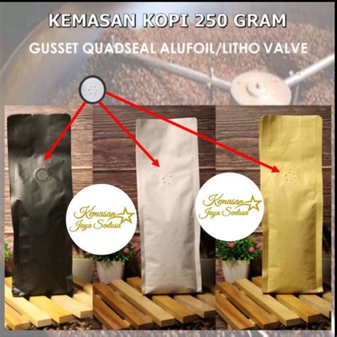 Jual Kemasan Kopi Gusset 250 Gr Valve Kemasan Kopi Standing Pouch