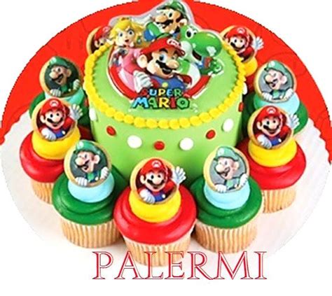 Super Mario Cake Topper 12 Cupcake Rings Mario Cake Topper Birthday