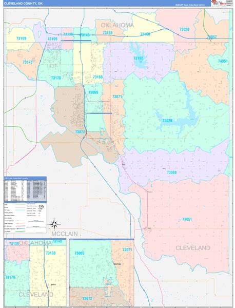 Cleveland County, OK Wall Map Color Cast Style by MarketMAPS - MapSales