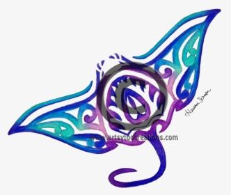 Manta Ray Step Marker Black - Tribal Manta Ray Drawing, HD Png Download ...