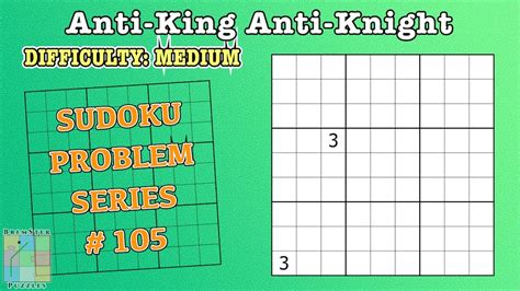 Sudoku Problem Series 105 Anti King Anti Knight YouTube