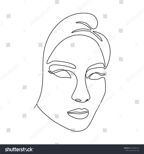 Woman Face Single Line Art Style Stock Vector Royalty Free 1936998133