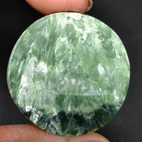 Cts Natural Beautiful Seraphinite Round Cabochon Loose Cab