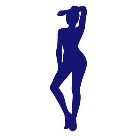 Design Png E Svg De Garota Sexy Com Braço Na Testa Em Pé Silhueta Azul