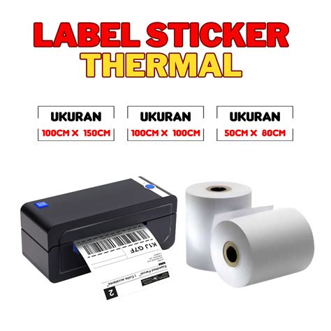 Jual KERTAS LABEL THERMAL 100x150 100x100 50x80 Isi 500pcs Shopee