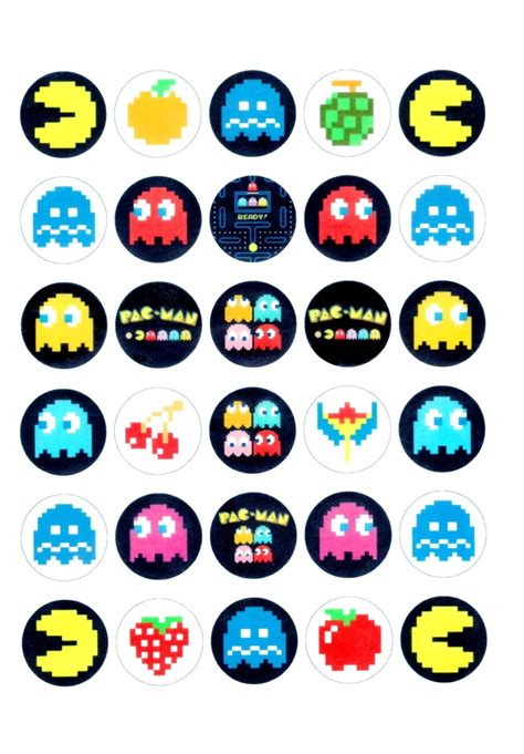 Amazon 30 Cupcake Toppers PacMan Themed Uncut Edible Prints On