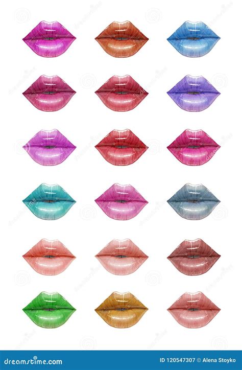 Colorful Lips Set Stock Vector Illustration Of Open 120547307