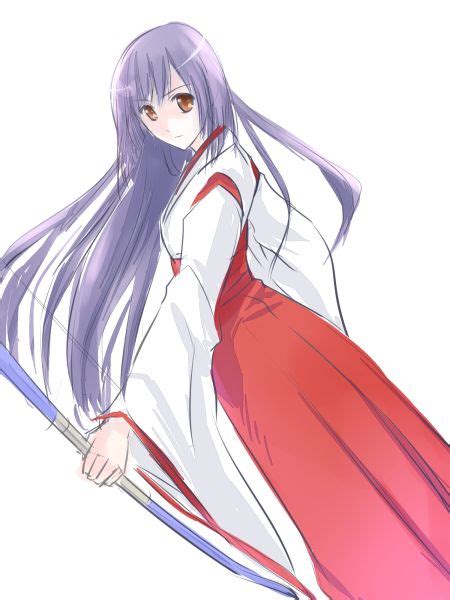 Girl Bow Weapon Brown Eyes Japanese Clothes Long Hair Purple Hair