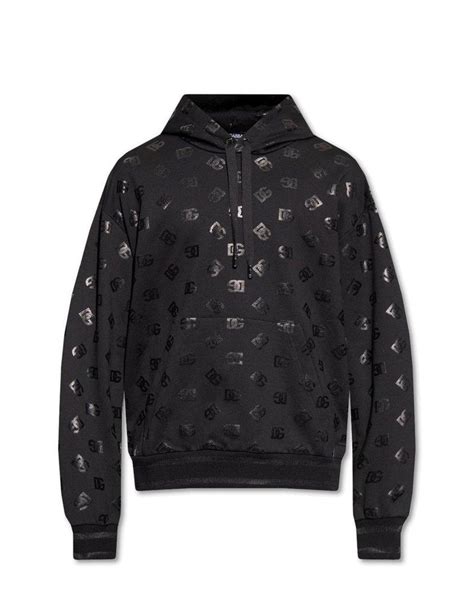 Dolce And Gabbana Hoodie With Monogram In Black Lyst