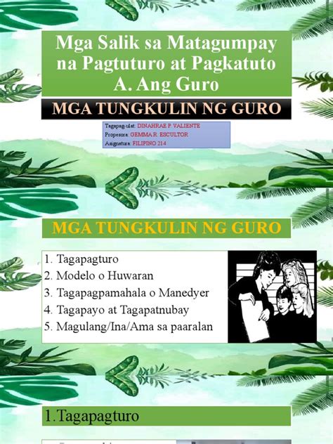 Ulat Ppt Mga Salik Sa Matagumpay Na Pagtuturo At Pagkatuto Pdf