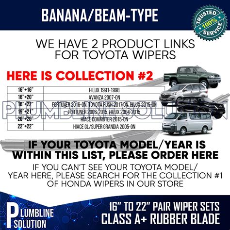 Toyota Car Banana Type Front Wiper Blade Collection For Toyota Hilux