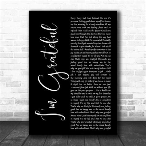 Pressure Im Grateful Black Script Song Lyric Art Print Daymira™ Wear