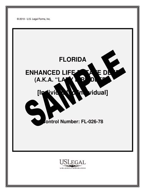 Free Printable Lady Bird Deed Florida Form