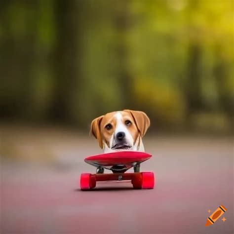 Dog Riding A Red Skateboard On Craiyon