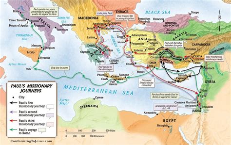 Pauls Missionary Journeys Map