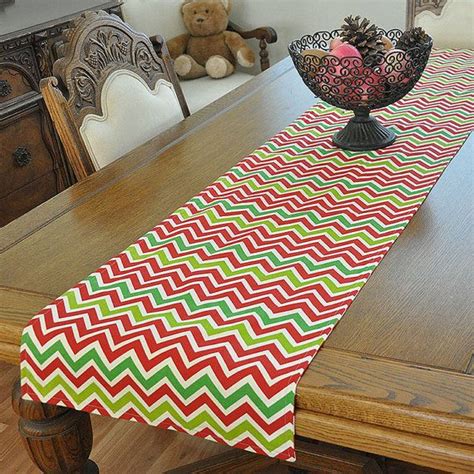 Chevron Table Runner Reversible In Holiday Colors Red Green Etsy