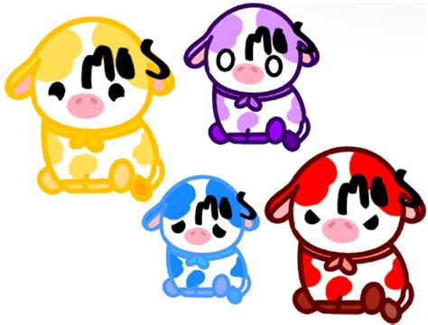 Cow Stickers 4 Types Mushroom Fruits Milk Emotions READ THE