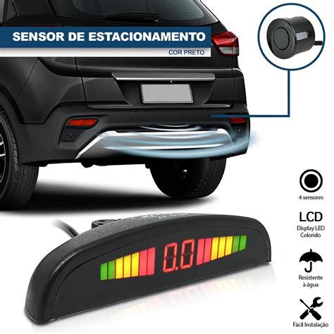 Sensor Ré Automotivo Carro Estacionamento Display Sonoro Preto Hyundai