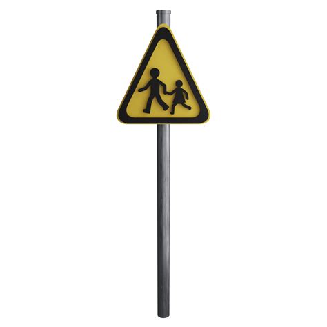 School Ahead Sign On The Road Clipart Flat Design Icon Isolated On