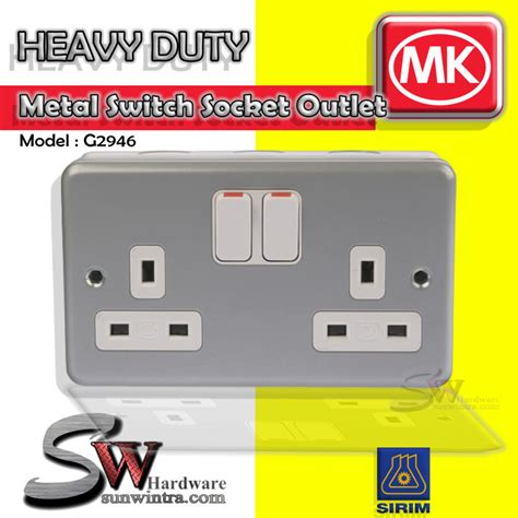 Mk G2946 13a Double Switch Socket Outlet Metal Socket Soket Suis Mk Socket Socket Besi