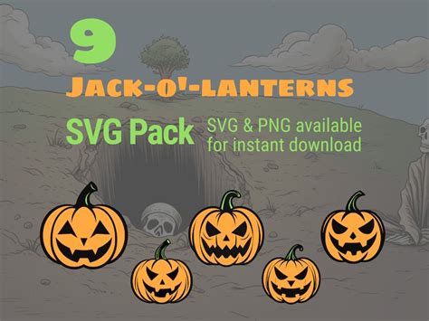 9 Jack O Lantern Svg Clip Art Bundle Halloween Pumpkin Svg Cricut Files Halloween Clipart Svg