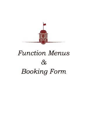 Fillable Online Function Menus Booking Form National Hotel Fax Email