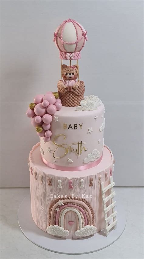 Teddy And Hot Air Balloon Baby Shower Cake Artofit