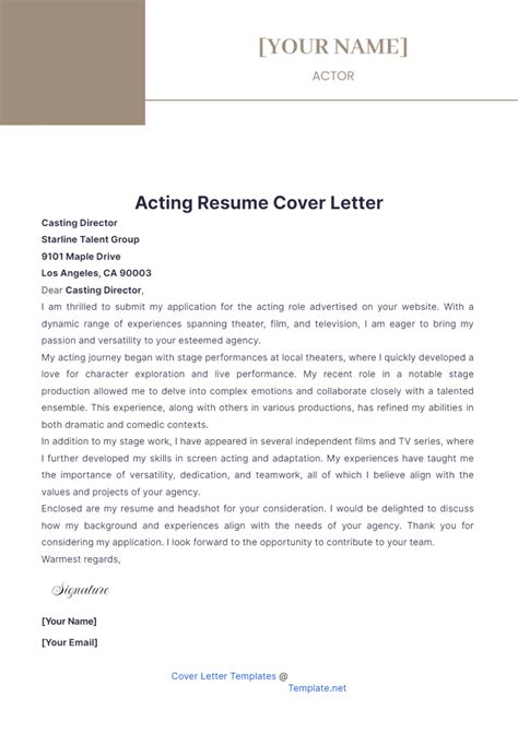 Free Acting Resume Cover Letter Template Edit Online And Download