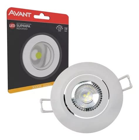 Spot Led Redondo 3w Embutir Direcional Avant Branco Quente