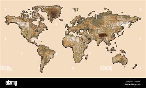 Vector Mapa Del Mundo Pixel Art Imagen Vector De Stock Alamy