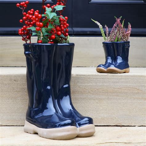 Ceramic Wellington Welly Boot Garden Planter Gift For Etsy Uk