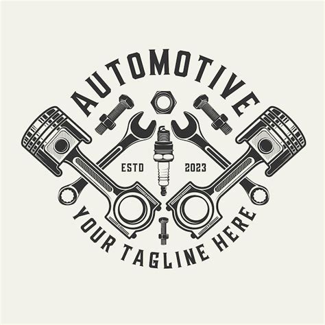 Premium Vector Repair Shop Vector Logo Design Piston And Spark Plug