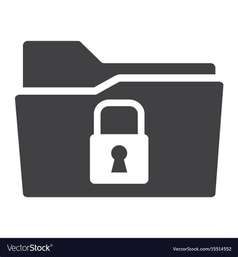 Secure Data Folder Solid Icon Security Padlock Vector Image