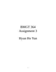 BMGT 364 Assignment 3 Hyun Ho Yun Docx BMGT 364 Assignment 3 Hyun Ho