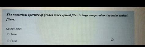 Solved The Numerical Aperture Of Graded Index Optical Fiber Chegg