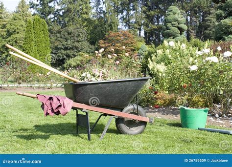 Rose Garden and Gardening Tools Stock Image - Image of garden ...