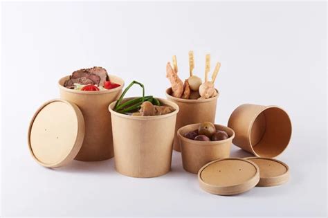 Hiro Eco Friendly Disposable Takeaway Food Container Kraft Paper Noodle Bowls Hot Soup Cup With