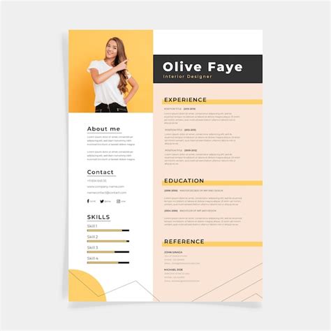 Plantilla Editorial De Curriculum Vitae Vector Premium