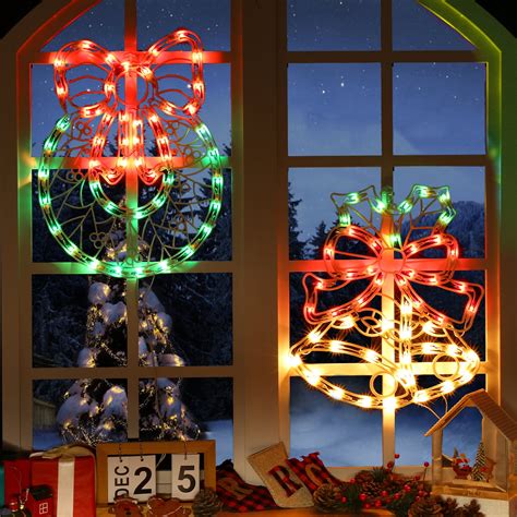 Quntis Multicolor Christmas Window Hanging Lights Decorations, 17 Inch ...