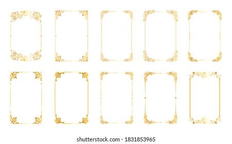 Set Decorative Vintage Frames Borders Setgold Stock Vector Royalty