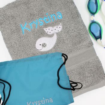 Swim Towel And Bag Set Personalised Whale Towel