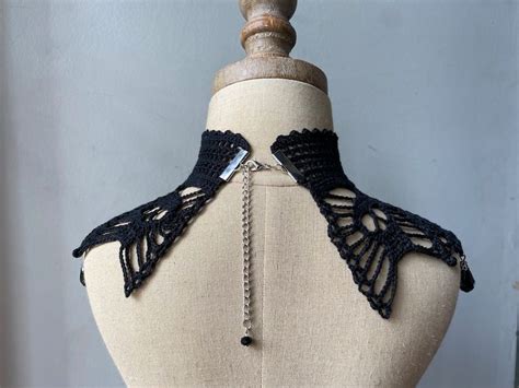 Black Lace Gothic Gehaakte Choker Met Doodshoofden En Kralen Gehaakte