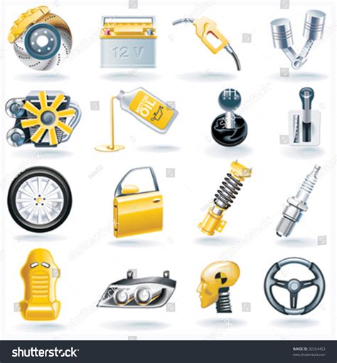 Vector Car Parts Icon Set Stock Vector 32254453 Shutterstock