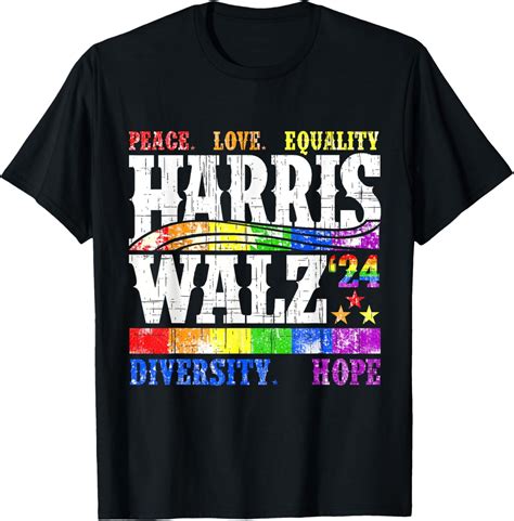 Kamala Harris Tim Walz 2024 Peace Lgbt Harris Walz Waltz T Shirt