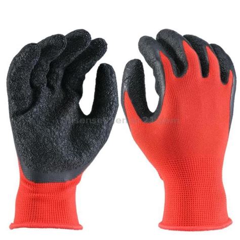 13Gauge Polyester Liner Latex Crinkle Palm Coated Work Gloves Id