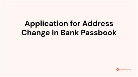 Application For Address Change In Bank Passbook With Samples Pdfs