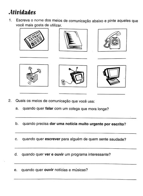 Atividades Sobre Meios De Comunicação Para Educação Infantil