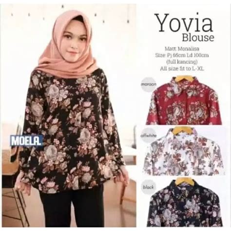 Jual Baju Kemeja Lengan Panjang Monalisa Motif Bunga Terbaru Kemeja