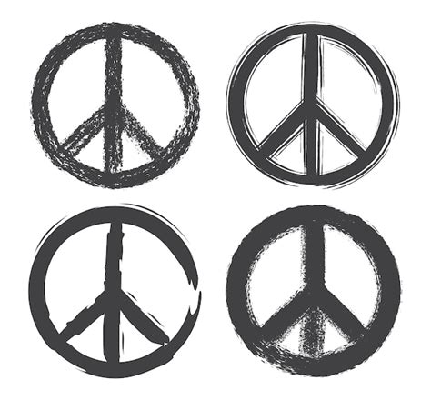 Premium Vector Grunge Peace Symbol Set